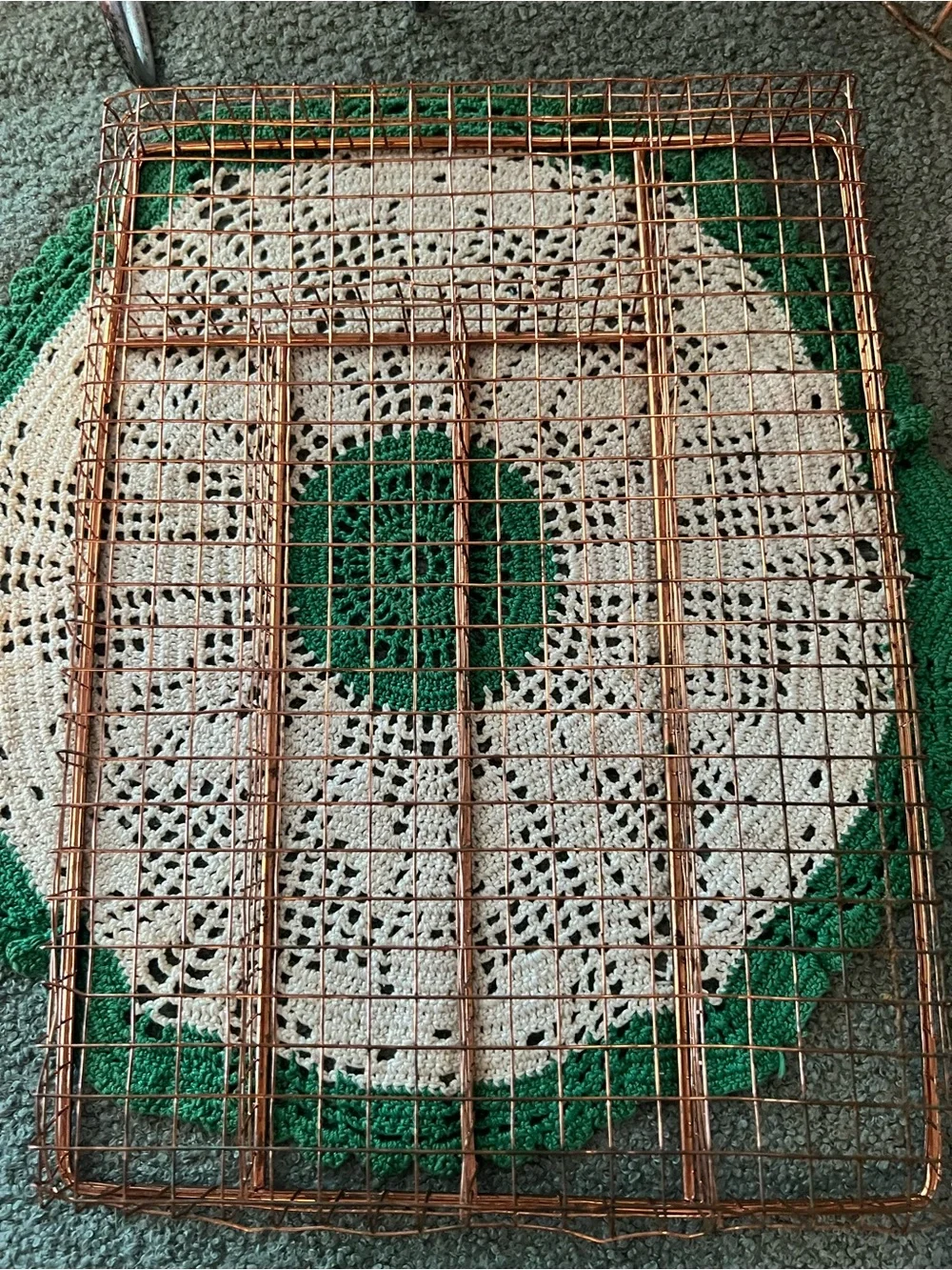 Vintage Copper Colored Mesh Wired Utility Flatware Organizer 14” by 10.5”